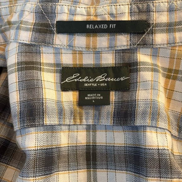 Eddie Bauer Relaxed Fit Plaid Long Sleeve Button Up Shirt Size Large Men’s - Picture 6 of 7